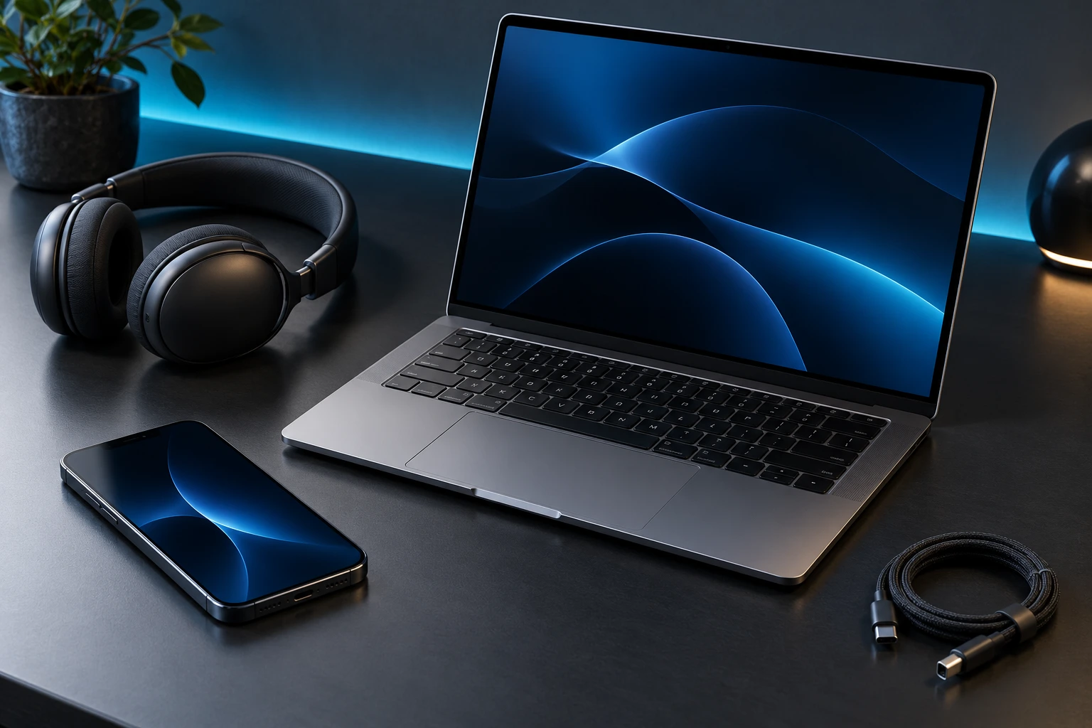 Ordinateur portable, smartphone et accessoires